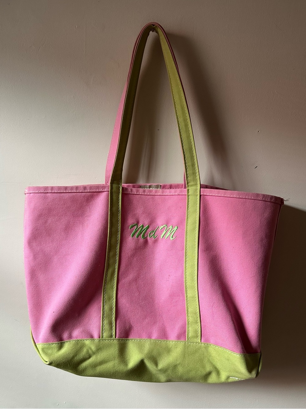 L. L. Bean Boat and Tote Large Pink and Green